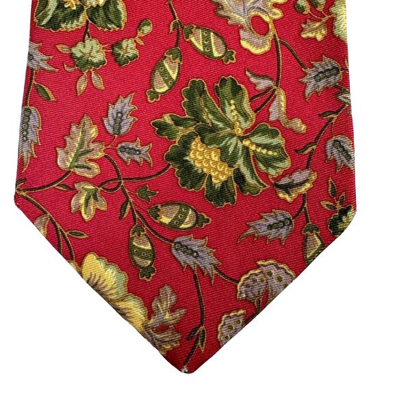 BROOKS BROTHERS MEN'S TIE RED/FLORAL - Picture 4 of 7